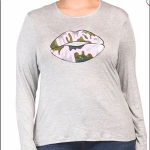 NIB Melissa Masse Knit Top W Sequins Lips Size 3X
